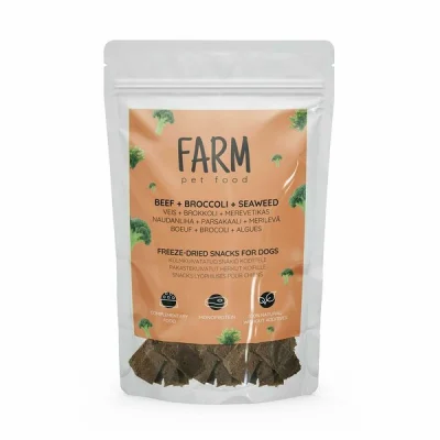 Farm Pet Food Naturaalsed külmkuivatatud snäkid koertele, 80g, Veis, brokkoli, merevetikas, Koerland