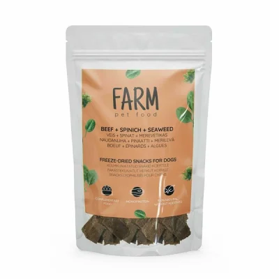 Farm Pet Food Naturaalsed külmkuivatatud snäkid koertele, 80g, Veis, spinat, merevetikas, Koerland