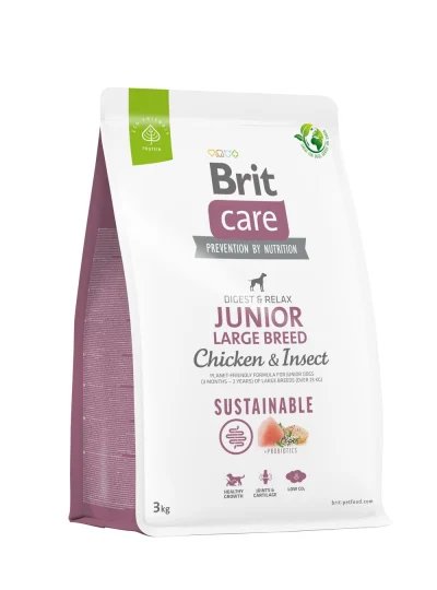 Brit Care Sustainable Junior Large Breed Chicken&Insect koeratoit, 3kg, Koerland