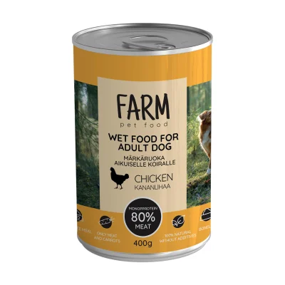 Farm Pet Food Täiskasvanud koerte märgtoit, 400g, Kanalihaga, Koerland