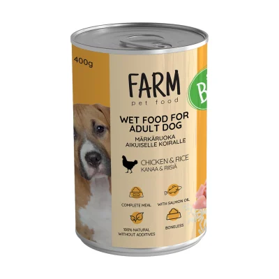 Farm Pet Food Täiskasvanud koerte märgtoit, 400g, Kanaliha ja riis, Koerland