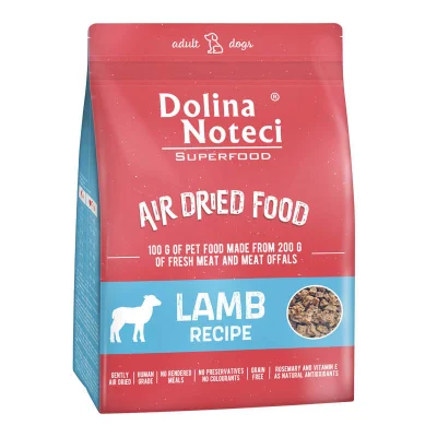 Dolina Noteci Superfood, õhu käes kuivatatud kvaliteetne koeratoit, Lammas 1kg, Koerland