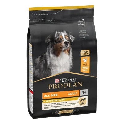 ProPlan Täissööt kõikidele tõugudele ülekaalulistele ja/või steriliseeritud/kastreeritud täiskasvanud koertele, 3kg, Koerland