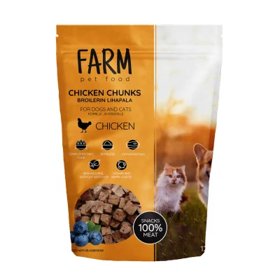 Farm Pet Food Maitsvad looduslikud maiuspalad koertele, 120g, Kana tükid, Koerland