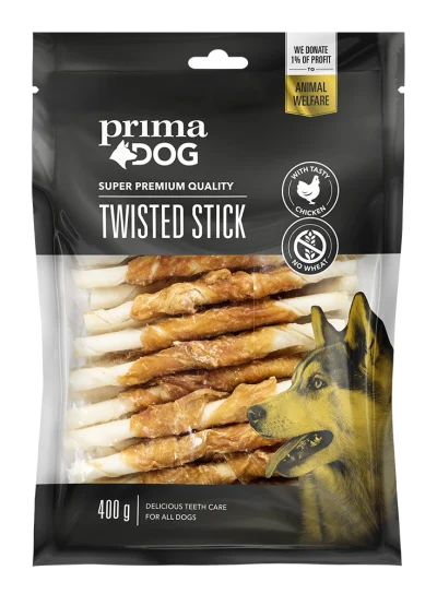 PrimaDog Närimispulk lihaga, 400g, Kanalihaga, Koerland