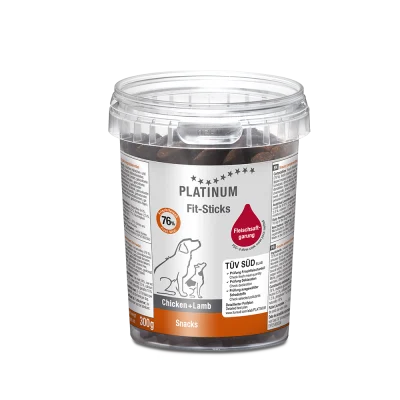 PLATINUM Fit-Sticks Tervislikud ja vähese rasvasisaldusega maiused, 300g, Kana ja lammas, Koerland