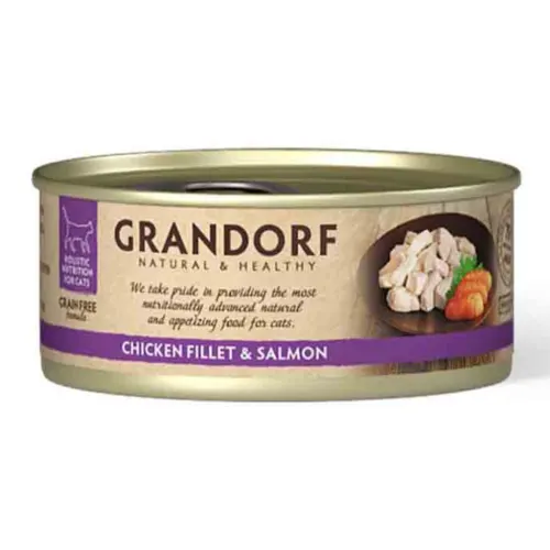 Grandorf Teraviljavaba kassikonserv, Kana ja lõhe, 70 g