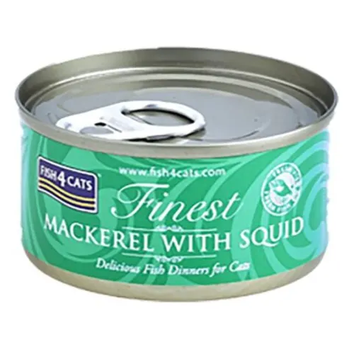 Fish4Cats Kassikonserv, Makrell ja kalmaar, 70 g