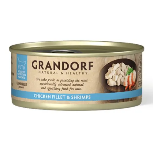 Grandorf Teraviljavaba kassikonserv, Kana ja krevetid, 70 g