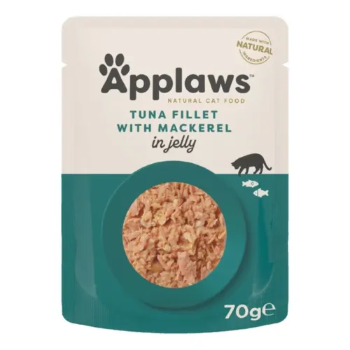 Applaws Kassitoit einekotikeses, 70 g, Tuunikalafilee ja makrell tarretises