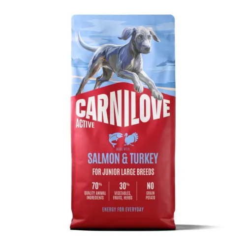 CarniLove Active täissööt aktiivsetele noortele suurt tõugu koertele lõhe ja kalkuniga - 12kg