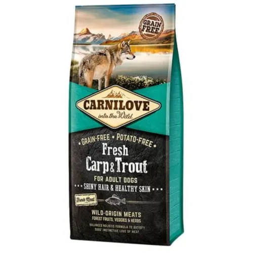 CarniLove Fresh Täisväärtuslik kuivtoit, mis pakub tasakaalustatud toitumist - 12kg Karp ja forell