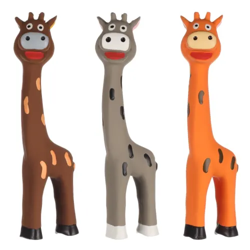 Flamingo Mon Giraffe Kaelkirjak koeramänguasi, eri värvides