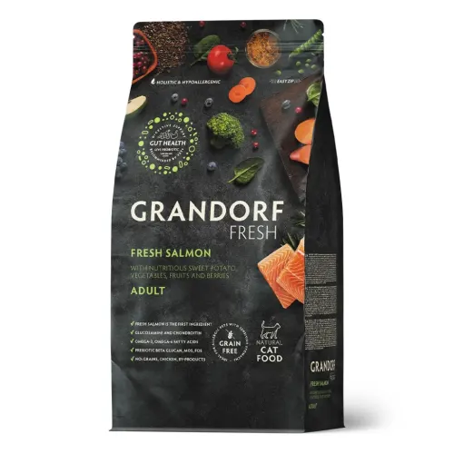 Grandorf Cat Fresh teraviljavaba kasside kuivtoit bataadiga, Lõhe, Täiskasvanud kassid, 2 kg