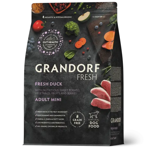 Grandorf Fresh Värske kuivtoit väikestele koertele - Pardiliha ja bataat, 3 kg
