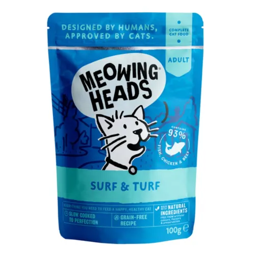 Meowing Heads Kassi märgtoit einekotikeses 100g - Kala ja liha