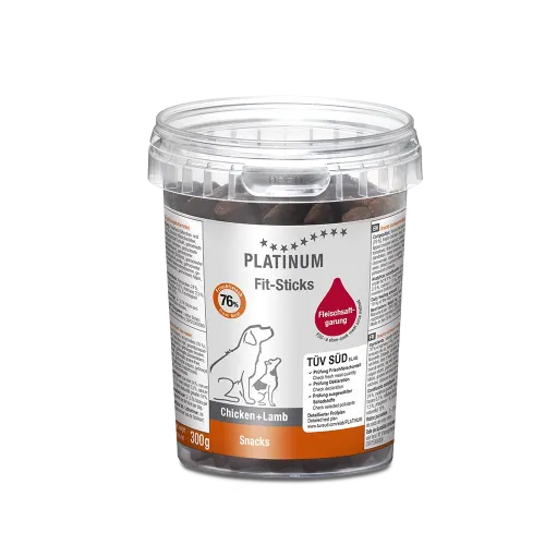 PLATINUM Fit-Sticks Tervislikud ja vähese rasvasisaldusega maiused, 300g - Kana ja lammas