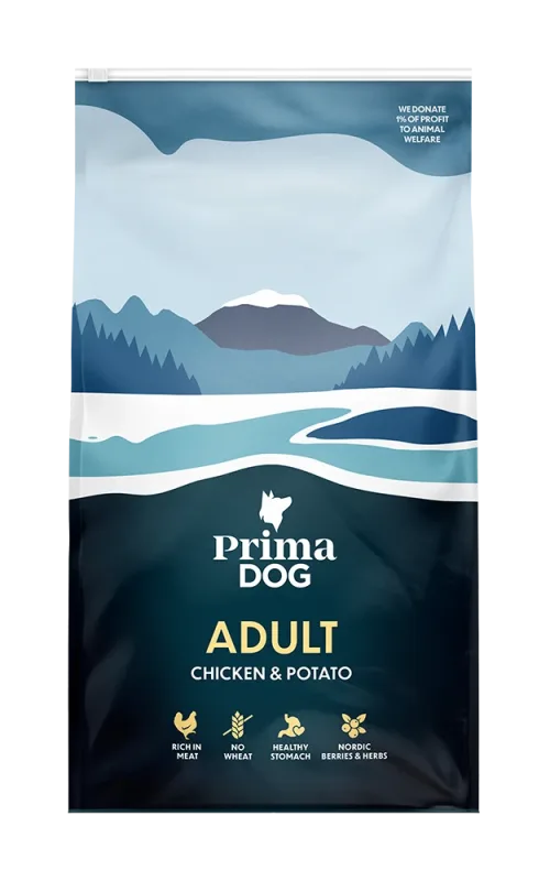 PrimaDog Kuivtoit täiskasvanud koerale - 10kg, Kana ja kartul
