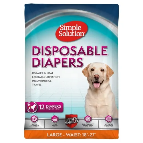 Simple Solution Ühekordsed mähkmed emastele koertele, 12 tk - XL · 25–40 kg · 45–58 cm