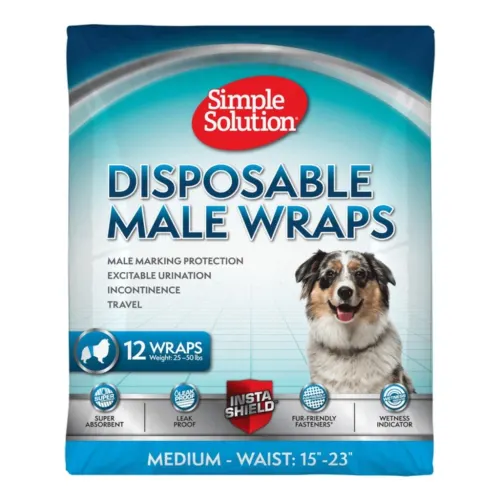 Simple Solution Ühekordsed kõhumähkmed isasele koerale, 12 tk, M · 38–58 cm