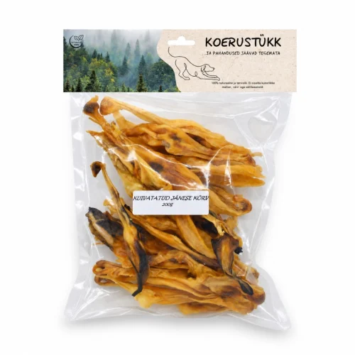 Koerustükk Kuivatatud küülikukõrvad koertele, 200 g