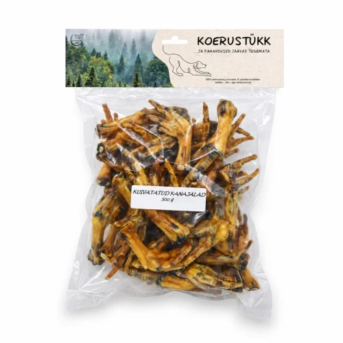 Koerustükk Kuivatatud kanajalad koertele, 500 g