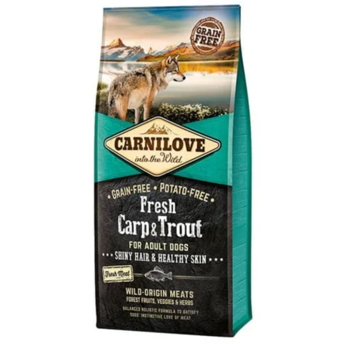CarniLove Fresh Täisväärtuslik kuivtoit, mis pakub tasakaalustatud toitumist - 12kg Karp ja forell