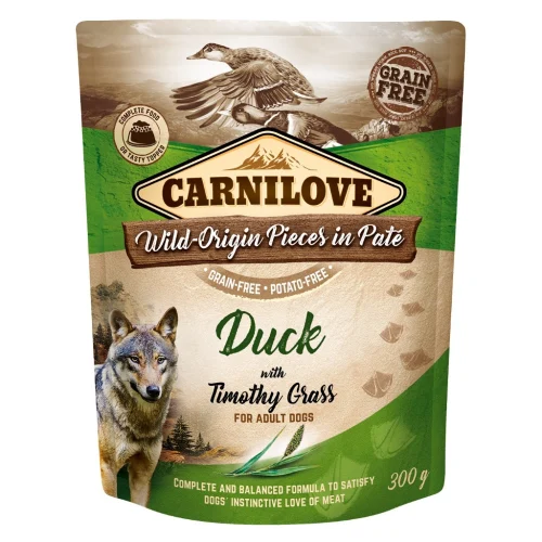 Pouch Pate Delicious Complete Food or Nice Side Dish, Meal Bag for Dogs 300 g - Duck with Timothy Grass Pouch Pate Delicious Complete Food or Nice Side Dish, Meal Bag for Dogs 300 g