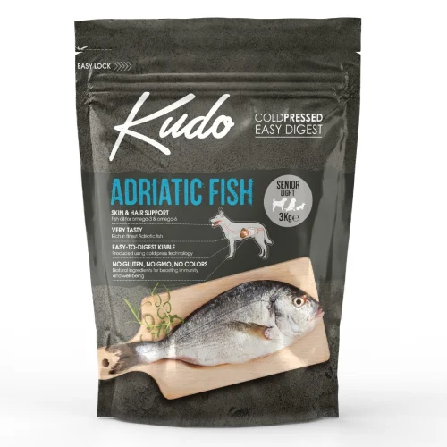 Kudo Külmpressitud täisväärtuslik toit koertele - 3kg Aadria kala seenior/madala kalorlusega
