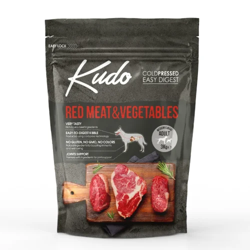 Kudo Külmpressitud täisväärtuslik toit koertele - 3kg Punane liha ja köögiviljad
