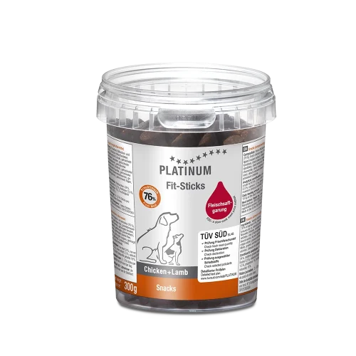 PLATINUM Fit-Sticks Tervislikud ja vähese rasvasisaldusega maiused, 300g - Kana ja lammas