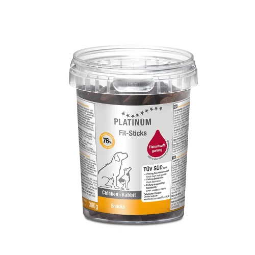 PLATINUM Fit-Sticks Tervislikud ja vähese rasvasisaldusega maiused, 300g - Kana ja jänes