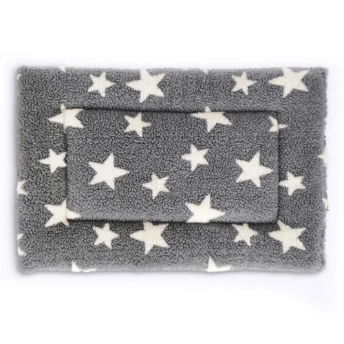 Sherpa fleece mat with grey stars, super soft mat - 107X71CM Sherpa fleece mat with grey stars, super soft mat