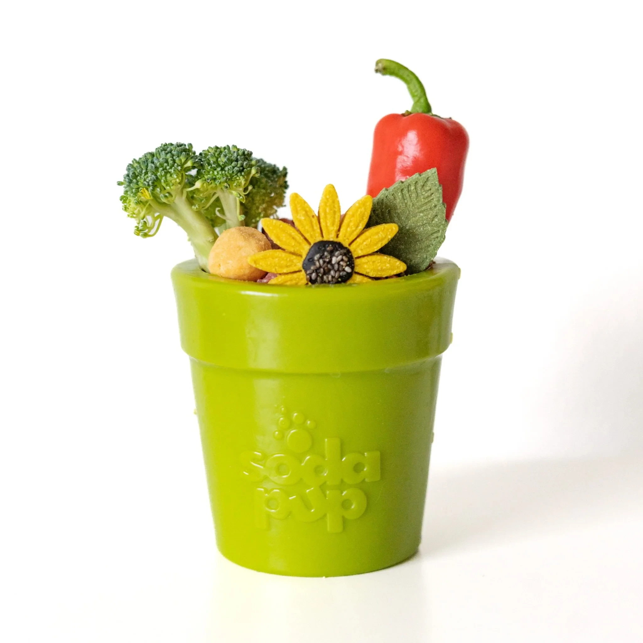 Sodapup Flower pot from durable rubber, treat dispenser and enrichment toy Green Flower Pot - image 2 of 3