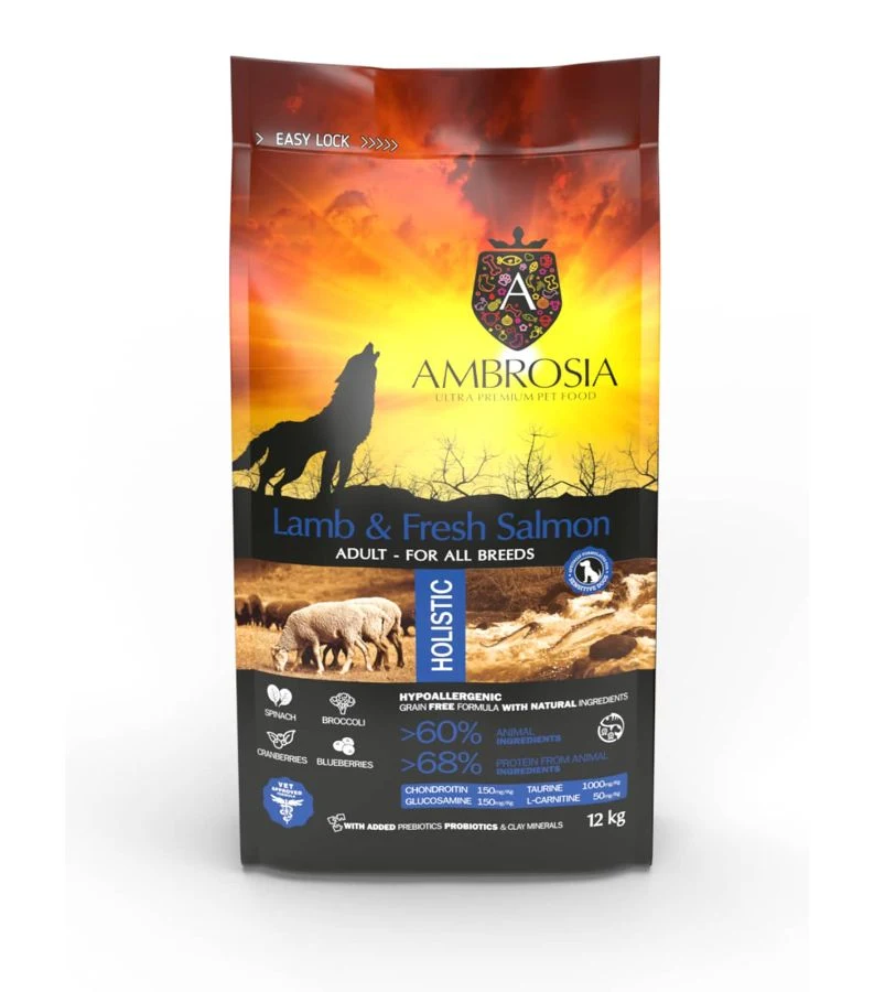 Ambrosia Teraviljavaba holistiline koeratoit Lammas ja lõhe, 12kg - image 1 of 1