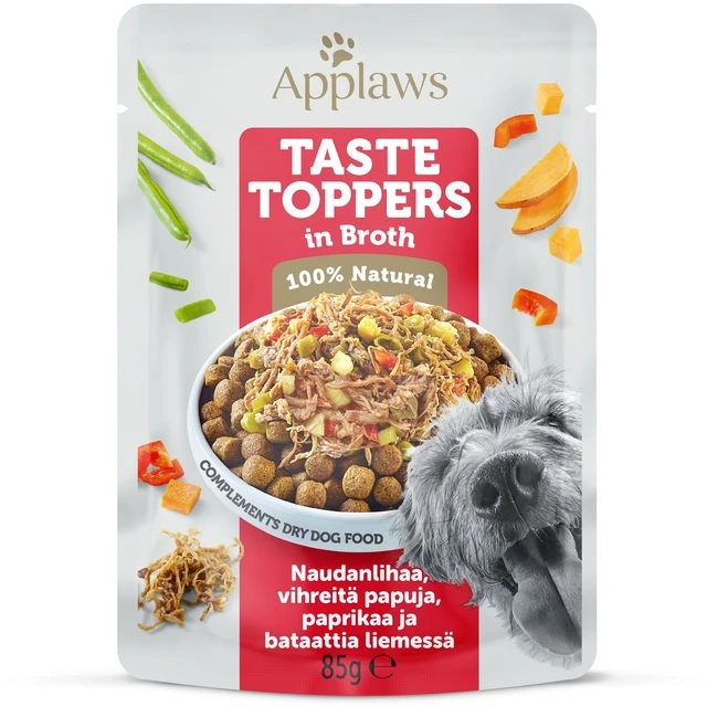 Applaws Koera einekotike Taste Toppers Natural 85g Veiseliha ja köögiviljadega puljongis - image 1 of 1