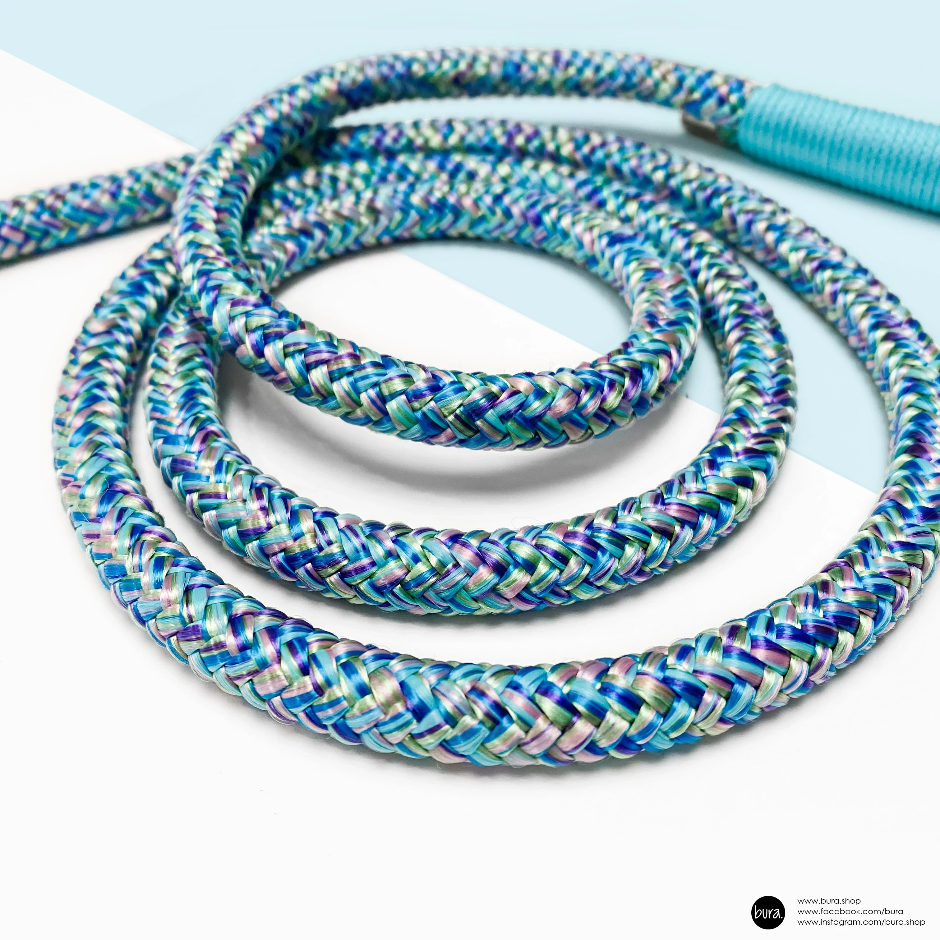 High-quality handmade cord strap, 1,8m - S/M Colorful Blue - image 3 of 3