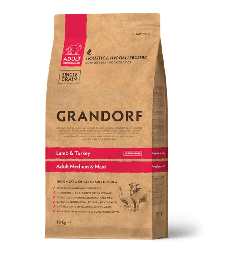 Grandorf Kvaliteetne koeratoit täiskasvanud keskmistele ja suurtele koertele Lamba- ja kalkunilihaga, 3 kg - image 1 of 1