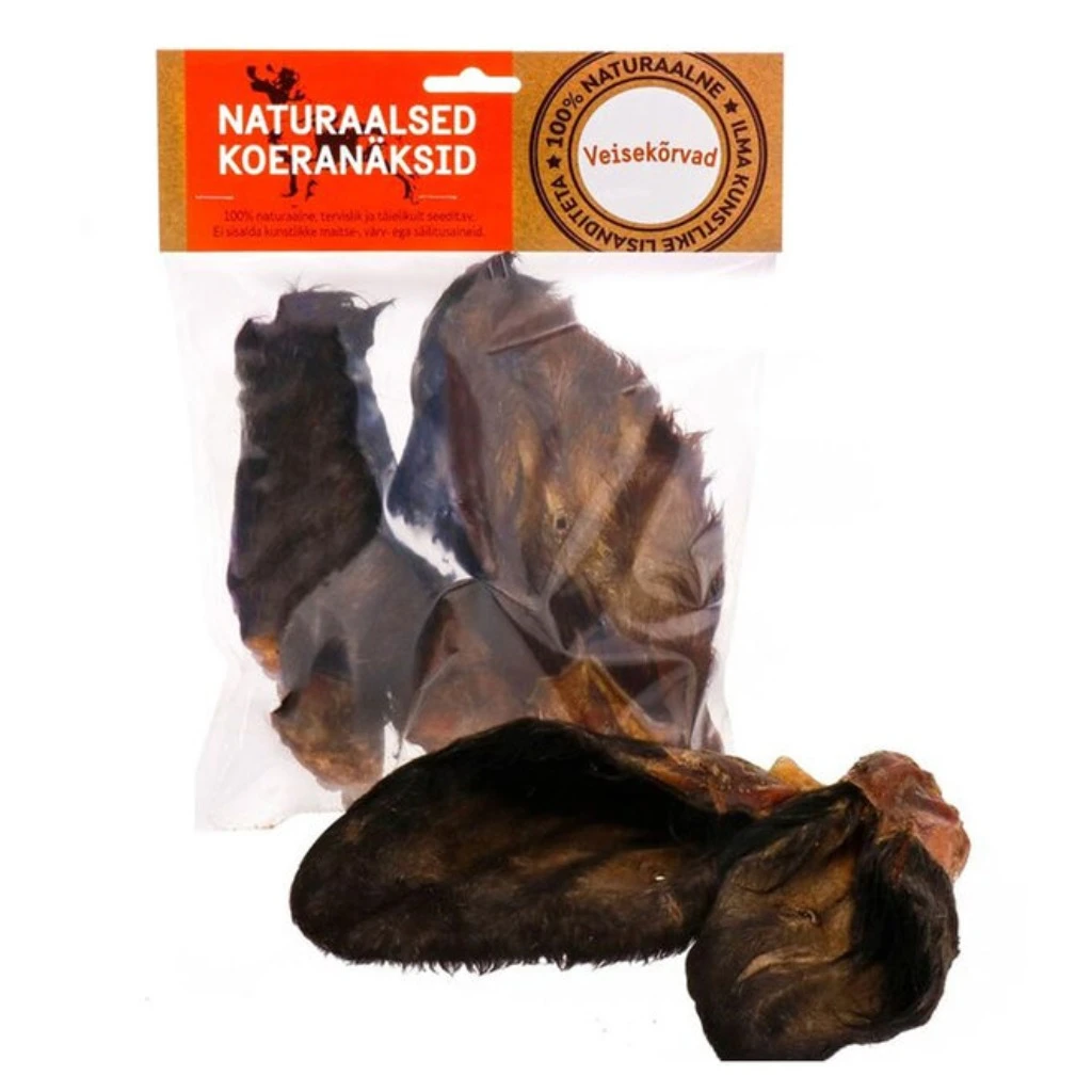 Natural dog treat, beef ears 3pcs - with fur - image 1 of 1