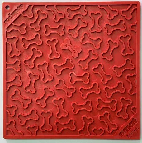 Lick mat, made from durable material - Bones Red, L - image 1 of 4