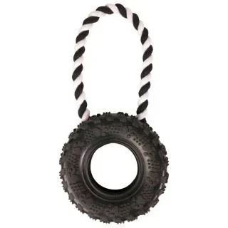 Dog drag toy with tire - image 1 of 2