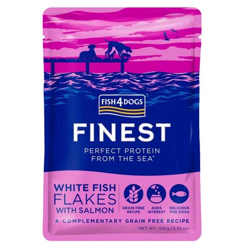 Fish4Dogs F4D Märgtoidu einekotike koerale, 100g Finest Flakes Valge kala ja Lõhega - image 1 of 1