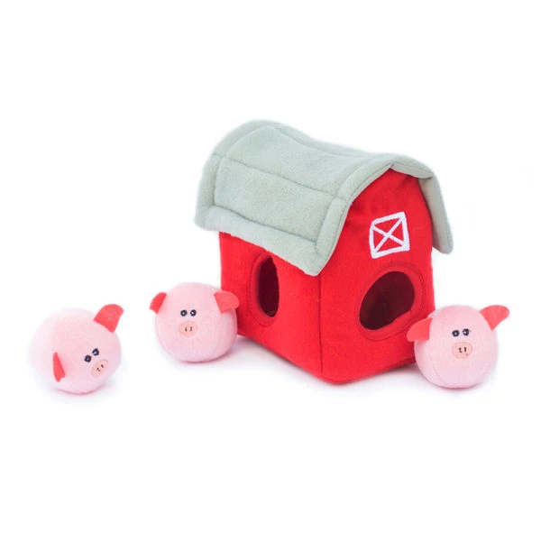ZippyPaws Zippy Burrow, game of hide-and-seek Barn with Piggies - image 1 of 2