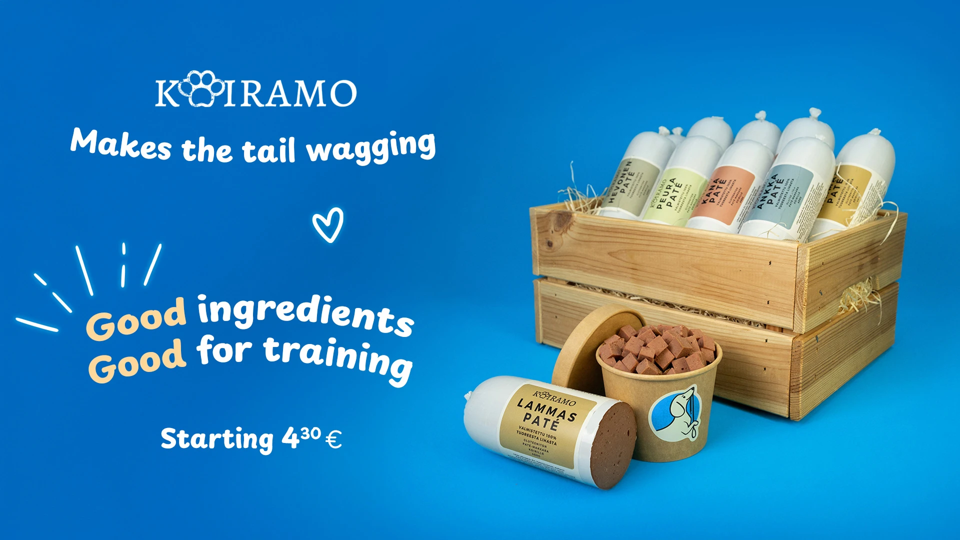 Koiramo Training Sausages with good ingredients starting from 4.30€